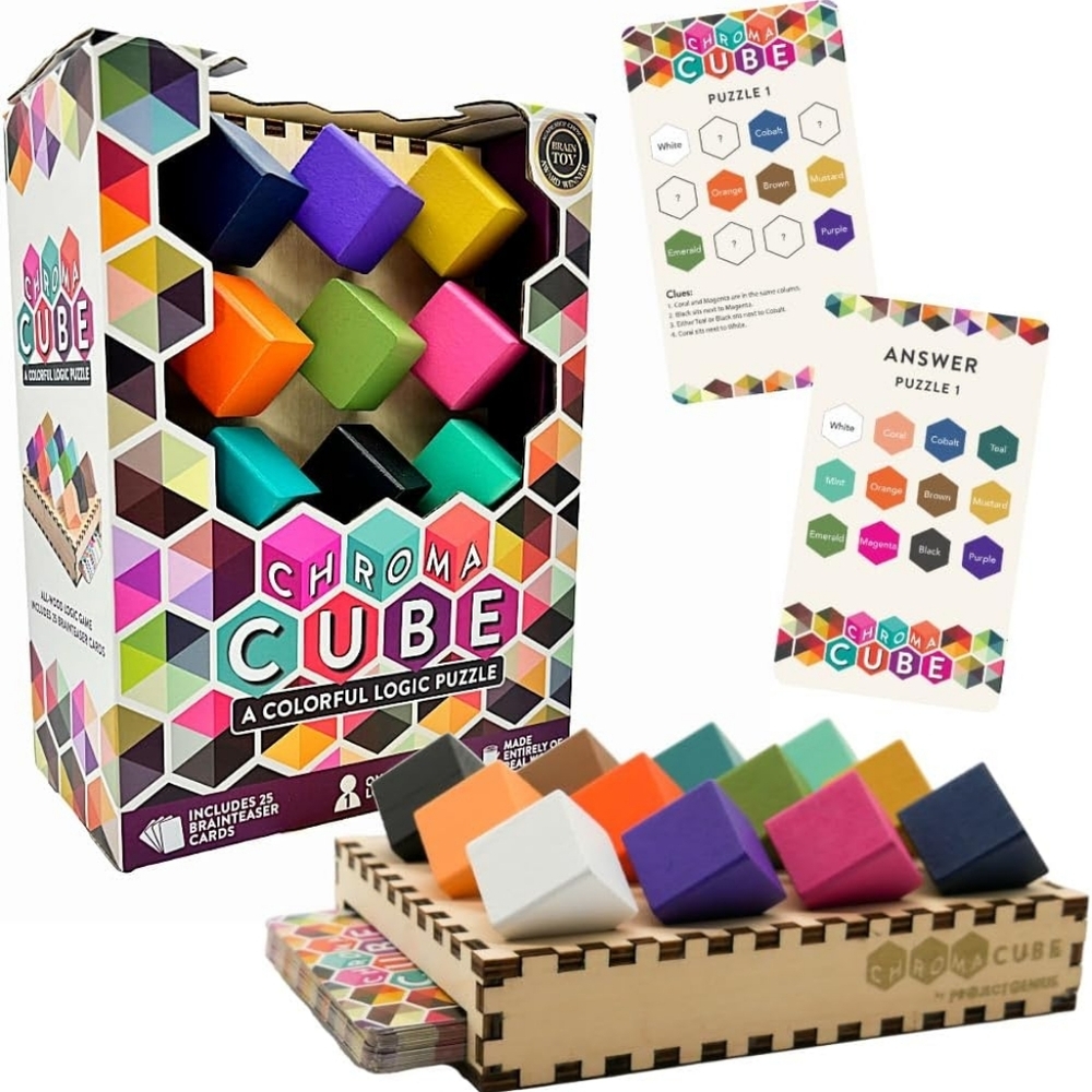 Project Genius: Chroma Cube, A Colorful Logic Puzzle 12 Colorful Wood Blocks New